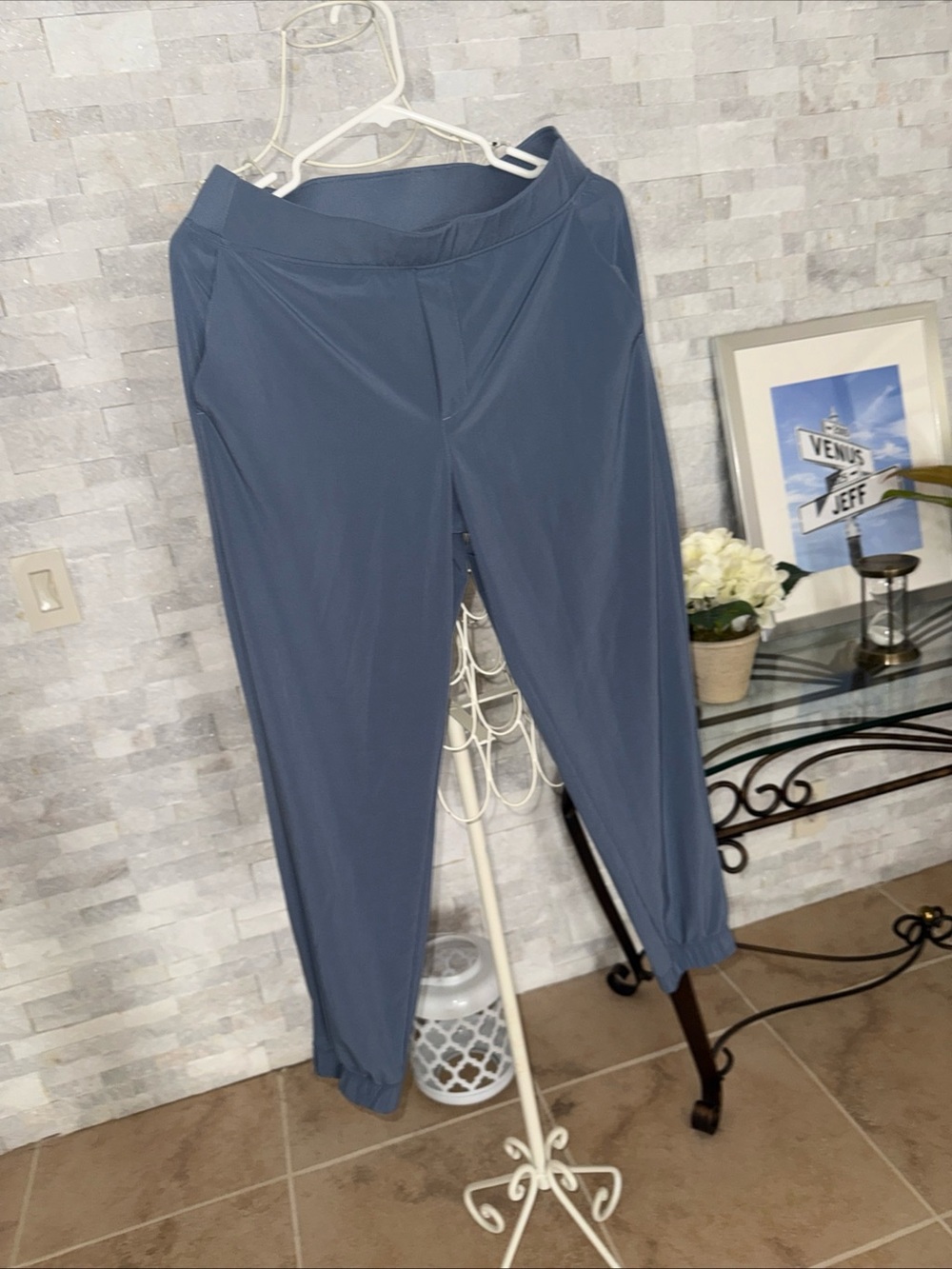 Athleta Brooklyn Cottage Blue High-Waist Active Pull On Pants Size 8.